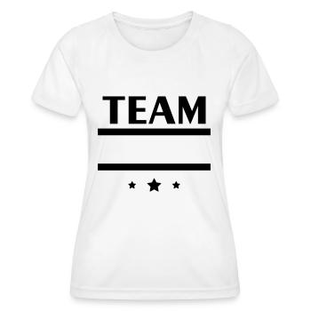 Teamieren Sie Ihren Text: Passen Sie ein Teamtrikot an - Frauen Funktions-T-Shirt - Weiß - Vorne - AI Model Female 172 dark (172cm)