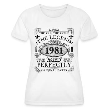 1981 | Die Legende seit 1981 Geburtstag - Frauen Funktions-T-Shirt - Weiß - Vorne - AI Model Female 172 dark (172cm)