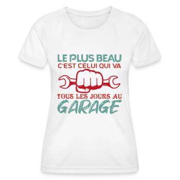 Mécanicien | lAutomobile Cadeau Auto Garage - T-shirt sport Femme - blanc - Devant - AI Model Female 172 dark (172cm)