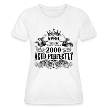 2000 | april Aged Perfectly 2000 Geburtstagsgeschenk - Frauen Funktions-T-Shirt - Weiß - Vorne - AI Model Female 172 dark (172cm)