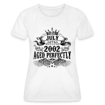 2002| July Aged Perfectly 2002 birthday gift - Women's Functional T-Shirt - white - Front - AI Model Female 172 dark (172cm)