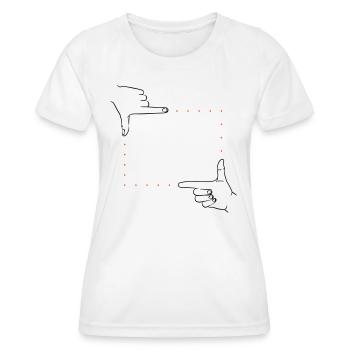 Handzeichen Bildausschnitt – 2 Farben - Frauen Funktions-T-Shirt - Weiß - Vorne - AI Model Female 172 dark (172cm)