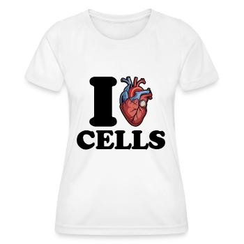 J’adore les cellules - T-shirt sport Femme - blanc - Devant - AI Model Female 172 dark (172cm)
