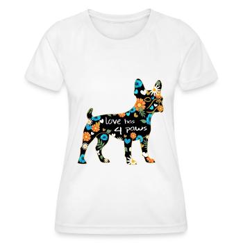 Boston Terrier chien avec des fleurs et des cœurs - T-shirt sport Femme - blanc - Devant - AI Model Female 172 dark (172cm)