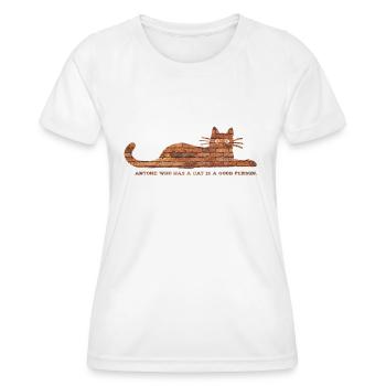 Anyone who has a cat is a good person - Women's Functional T-Shirt - white - Front - AI Model Female 172 dark (172cm)
