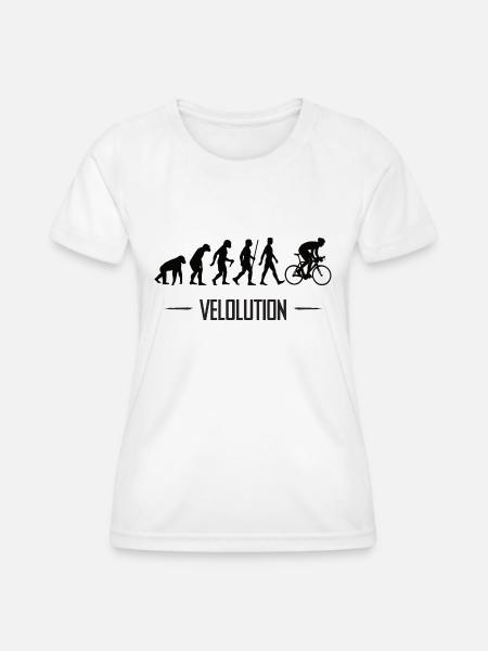 Velolution Radfahrer Evolution Fahrrad - Frauen Funktions-T-Shirt - Weiß