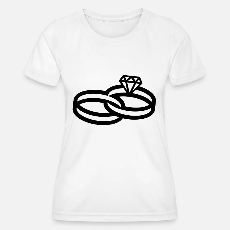 Hochzeitsringe - Wedding Rings - Women's Functional T-Shirt - white