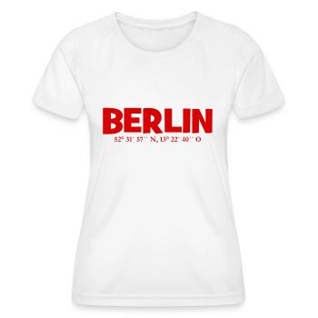 Berlin Koordinaten - Breitengrag - Längengrad - Frauen Funktions-T-Shirt - Weiß - Vorne - AI Model Female 172 dark (172cm)