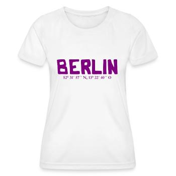 Berlin Koordinaten - Breitengrag - Längengrad - Frauen Funktions-T-Shirt - Weiß - Vorne - AI Model Female 172 dark (172cm)