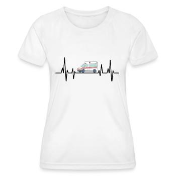 Battement de cœur Ambulancier EMS Conducteurs paramédicaux P - T-shirt sport Femme - blanc - Devant - AI Model Female 172 dark (172cm)
