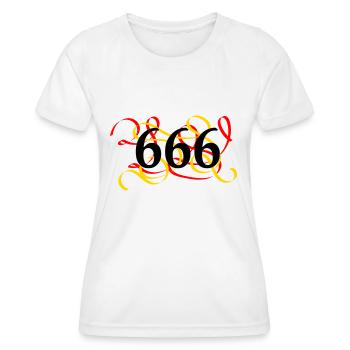 666 burned - Women's Functional T-Shirt - white - Front - AI Model Female 172 dark (172cm)