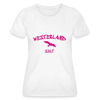 Westerland - Sylt - North Sea - Anchor - Seagull - Island - Women's Functional T-Shirt - white - Front - AI Model Female 172 dark (172cm)