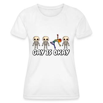Gay is okay Rainbow Skeleton LGBT Pride Month - T-shirt sport Femme - blanc - Devant - AI Model Female 172 dark (172cm)