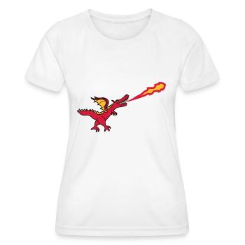 heiß feuer spucken flammen laufen gehen groß comic - Frauen Funktions-T-Shirt - Weiß - Vorne - AI Model Female 172 dark (172cm)