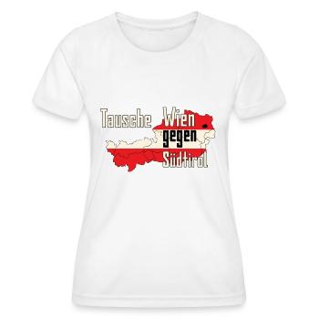 Tausche Wien gegen Südtirol - Frauen Funktions-T-Shirt - Weiß - Vorne - AI Model Female 172 dark (172cm)