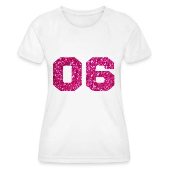 Number 6 Pink Glitter - 6th Anniversary - Women's Functional T-Shirt - white - Front - AI Model Female 172 dark (172cm)