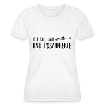 ich kam, sah und posaunierte - Frauen Funktions-T-Shirt - Weiß - Vorne - AI Model Female 172 dark (172cm)