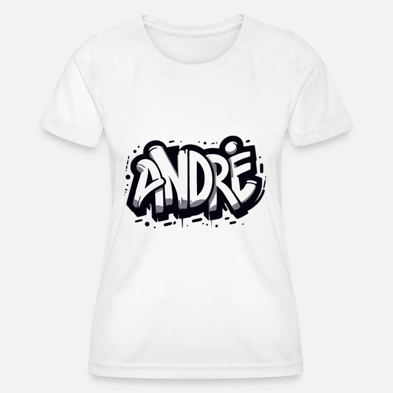 André Name First name Graffiti - Women's Functional T-Shirt - white