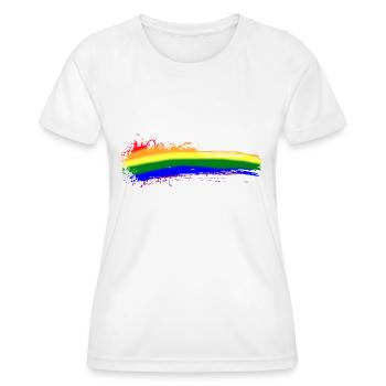 Farbstrich Bunt Regenbogen LGBTQ Zensur Symbol - Frauen Funktions-T-Shirt - Weiß - Vorne - AI Model Female 172 dark (172cm)