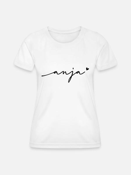 Anja Schreibschrift Name - Frauen Funktions-T-Shirt - Weiß