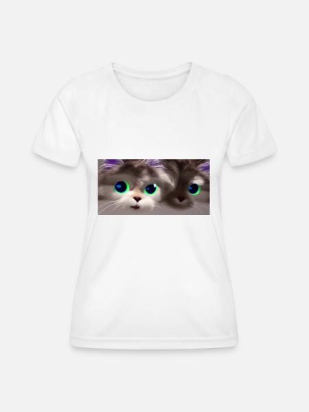 Hi Cat - Frauen Funktions-T-Shirt - Weiß