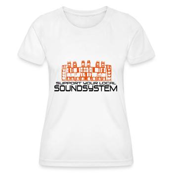 support your local soundsystem - Frauen Funktions-T-Shirt - Weiß - Vorne - AI Model Female 172 dark (172cm)