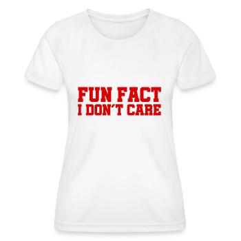 Fait amusant - Je m’en fiche - Citation cool - T-shirt sport Femme - blanc - Devant - AI Model Female 172 dark (172cm)