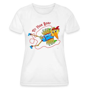 Schräger Vogel Seilspringen Fitness mit Humor - Frauen Funktions-T-Shirt - Weiß - Vorne - AI Model Female 172 dark (172cm)