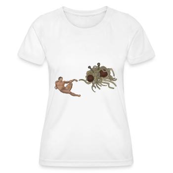 La création d’Adam - T-shirt sport Femme - blanc - Devant - AI Model Female 172 dark (172cm)