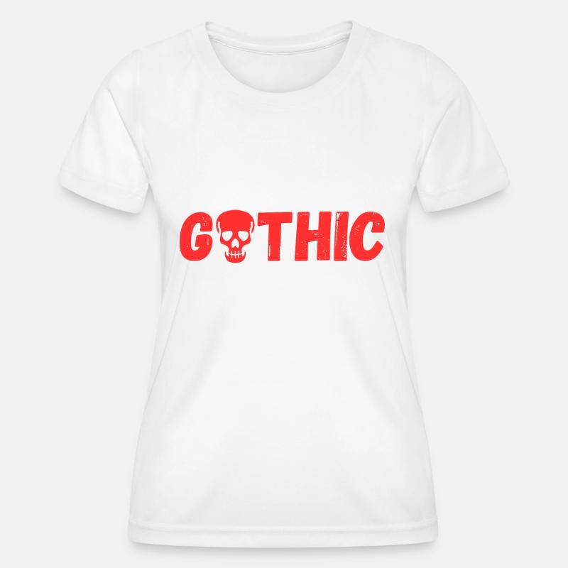 gothic with skull (in red) - Women's Functional T-Shirt - white