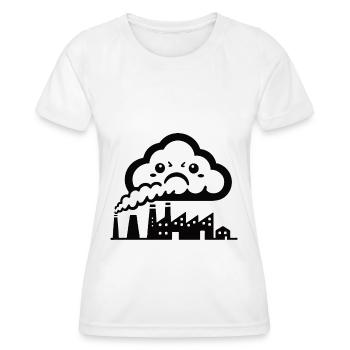 Carbon Dioxide CO₂ – Funny Cloud of Smoke Comic Design - Women's Functional T-Shirt - white - Front - AI Model Female 172 dark (172cm)