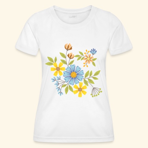 Blue Cream and Yellow FLOWERS - Camiseta funcional para mujeres