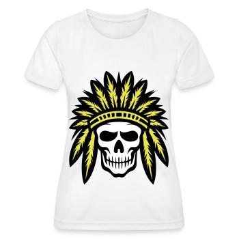 Crâne de chef indien apache - T-shirt sport Femme - blanc - Devant - AI Model Female 172 dark (172cm)