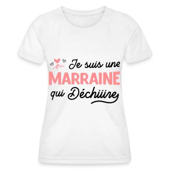 Marraine qui déchire - cadeau tante - T-shirt sport Femme - blanc - Devant - AI Model Female 172 dark (172cm)