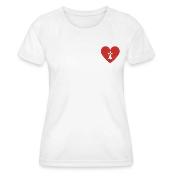 Kleines rotes Herz Hermelin weiß - Brittany BZH - Frauen Funktions-T-Shirt - Weiß - Vorne - AI Model Female 172 dark (172cm)