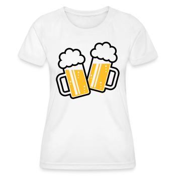 2 Maßkrüge Stoßen An, Prosit! (Bier Maßkrug / 2C) - Frauen Funktions-T-Shirt - Weiß - Vorne - AI Model Female 172 dark (172cm)