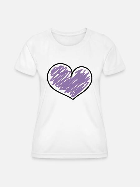 lila Herz - Frauen Funktions-T-Shirt - Weiß