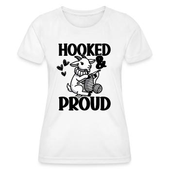 Hooked And Proud Goat Funny Knitting - Women's Functional T-Shirt - white - Front - AI Model Female 172 dark (172cm)