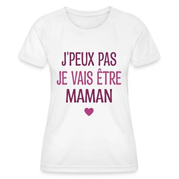 J'peux Pas Je Vais être Maman - Future Maman - T-shirt sport Femme - blanc - Devant - AI Model Female 172 dark (172cm)