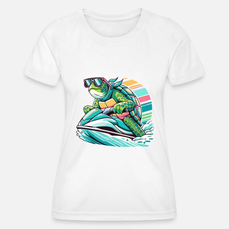 Jet Ski Turtle - Women's Functional T-Shirt - white