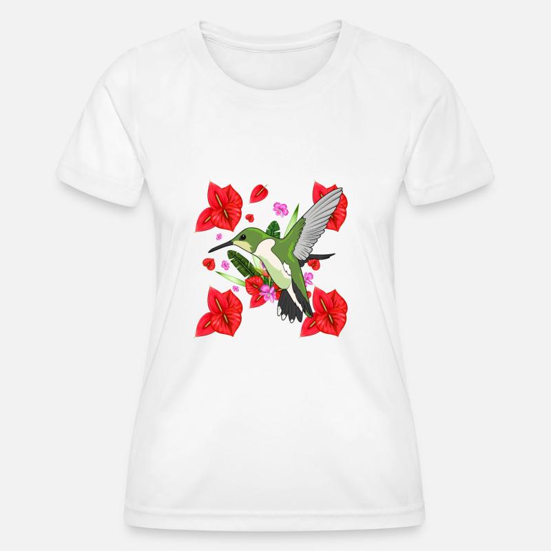bird and tulips - Women's Functional T-Shirt - white