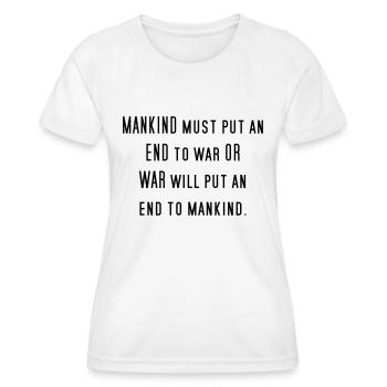 Gegen Krieg Pazifismus Spruch Philosophie Geschenk - Frauen Funktions-T-Shirt - Weiß - Vorne - AI Model Female 172 dark (172cm)