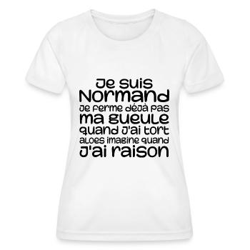 Normande Je Ferme Pas Ma Gueule Normandie Humour - T-shirt sport Femme - blanc - Devant - AI Model Female 172 dark (172cm)