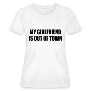 my boyfriend is out of town - T-shirt sport Femme - blanc - Devant - AI Model Female 172 dark (172cm)