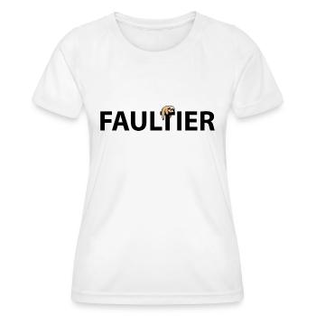 Faultier mit Schriftzug - Frauen Funktions-T-Shirt - Weiß - Vorne - AI Model Female 172 dark (172cm)