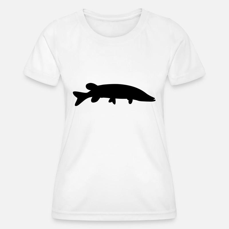 Fish silhouette pike - Women's Functional T-Shirt - white