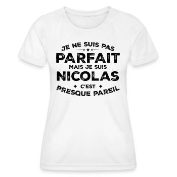 Nicolas A first name, an attitude Humour Nicolas - Women's Functional T-Shirt - white - Front - AI Model Female 172 dark (172cm)