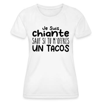 Frau, die liebt: Tacos. Lustiger Design-Humor - Frauen Funktions-T-Shirt - Weiß - Vorne - AI Model Female 172 dark (172cm)