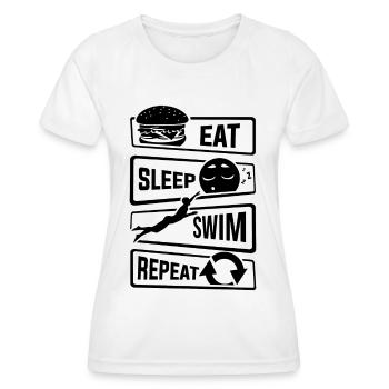 Eat Sleep Swim Repeat - Schwimmen Wassersport Pool - Frauen Funktions-T-Shirt - Weiß - Vorne - AI Model Female 172 dark (172cm)