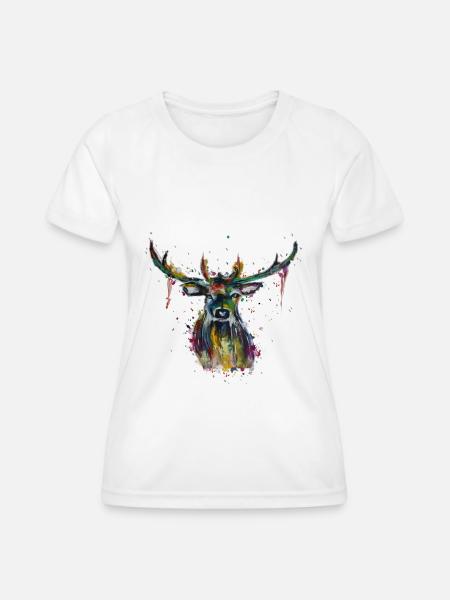 Bunter Hirsch - Frauen Funktions-T-Shirt - Weiß